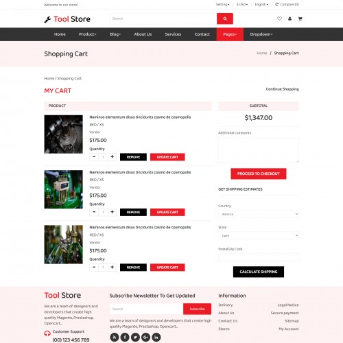 Tool house shopping cart page