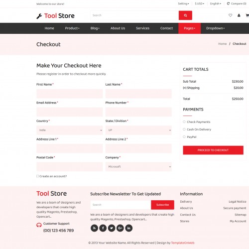 Tool store checkout page html