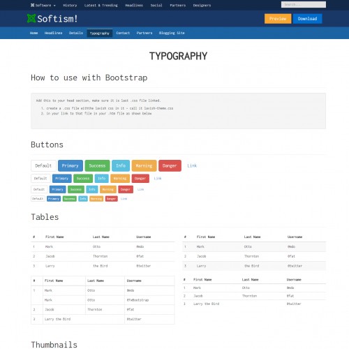 Html website design bootstrap typography