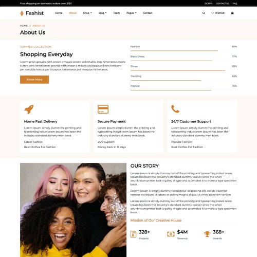 Fashion company profile page responsive html