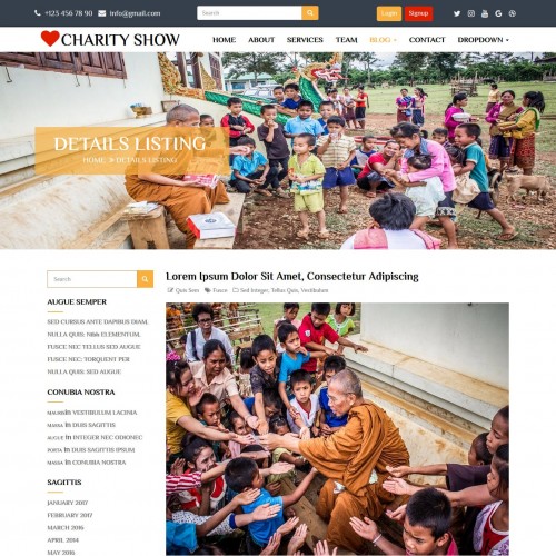 Responsive charity blog details page