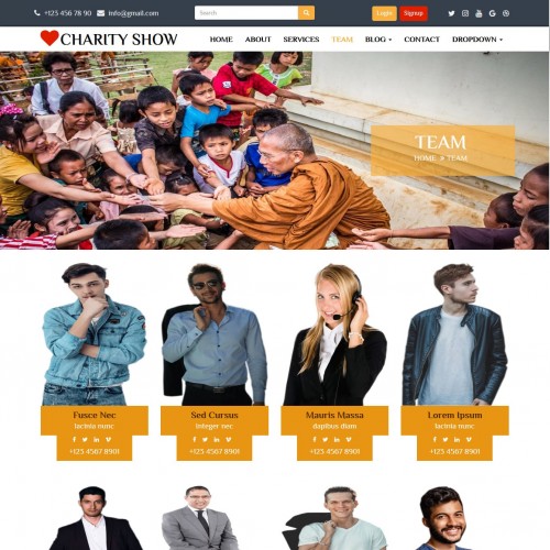 Nonprofit organization team page web design