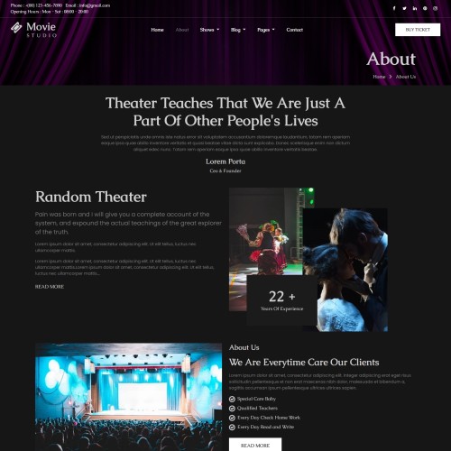 About theater studio web page