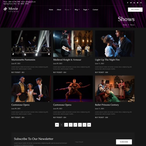 Concert shows list web design
