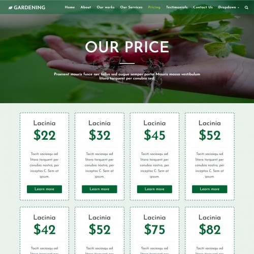 Plants pricing page html