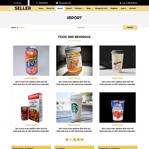 Import products listing responsive page
