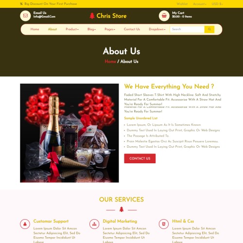 Shopping cart website template about us html
