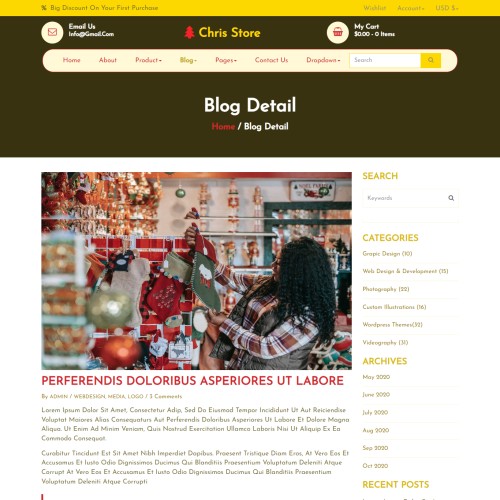 eCommerce store blog detail template