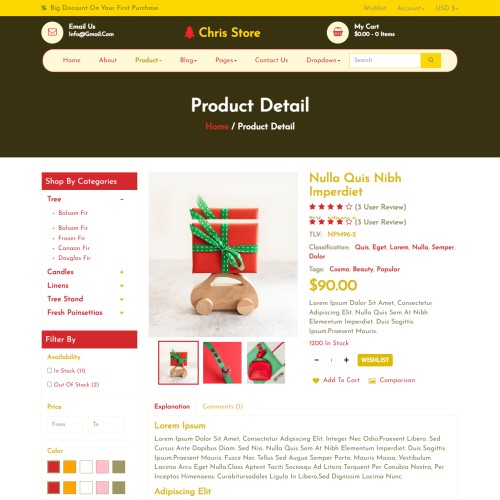Online ecommerce product detail responsive page
