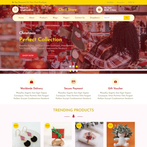 Online shopping store website template home page html