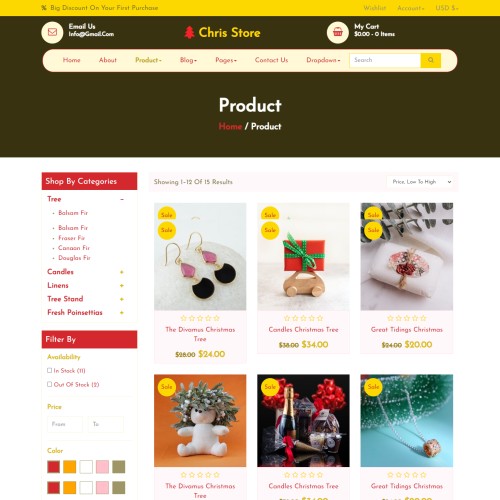 Online shopping products listing page bootstrap