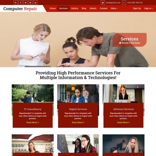 Responsive computer services page