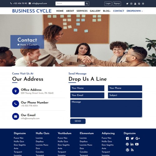 Consulting business template company contact page