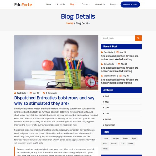 Academic blog detail web template bootstrap5