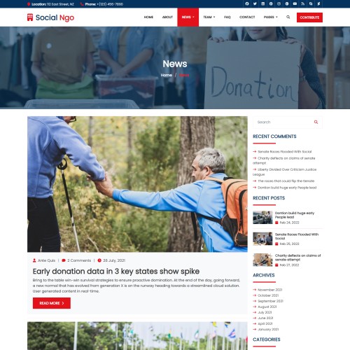NGO blogs template page