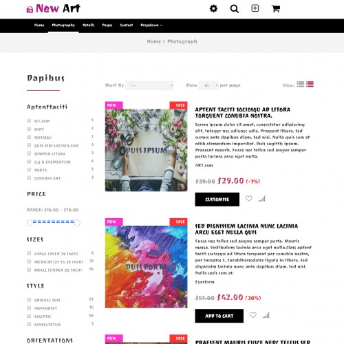 New Art photography HTML page