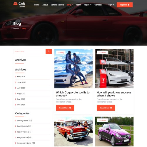Car on rent provider blogs bootstrap5