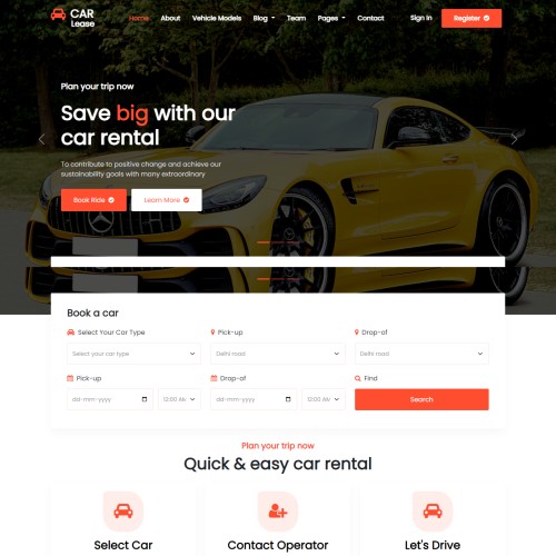 Car rental website template home