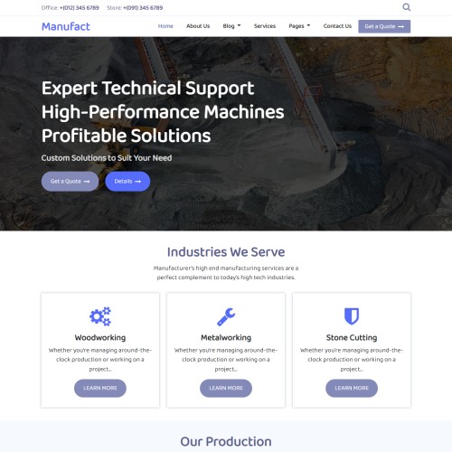 Manufacturer website template bootstrap home