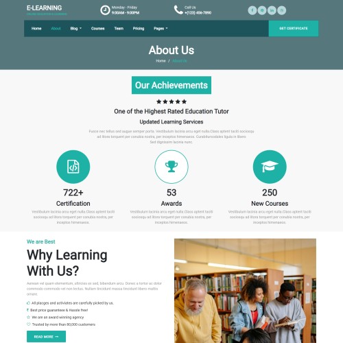 About elearning company html template