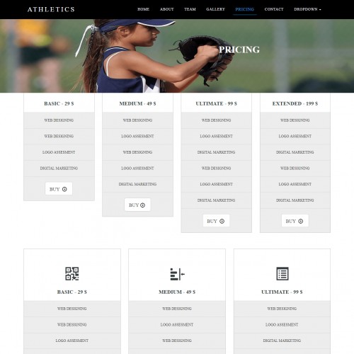 Responsive template Pricing Page