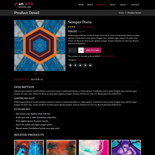 Painting selling web page bootstrap5