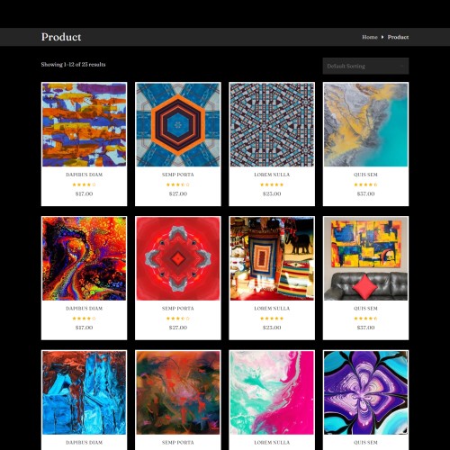 Visual arts products listing page html