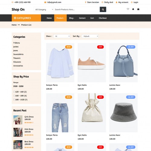 Online shop products listing bootstrap