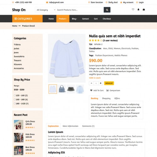 Shopping cart product details website html