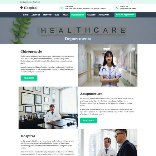 Surgery and urgent care departments page in css