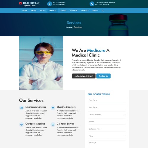 Healthcare facilities and services html bootstrap