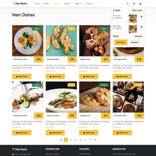Modern cuisine restaurant food listing page