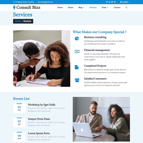 Business consulting services page responsive html