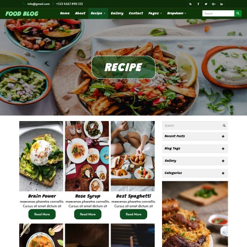 Professional cook recipes cooking page web template