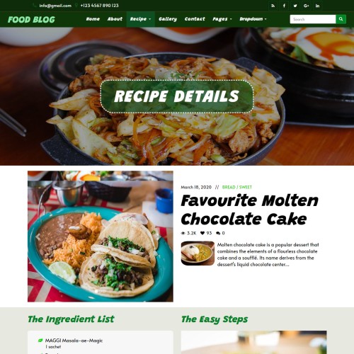 Recipe cooking details page html