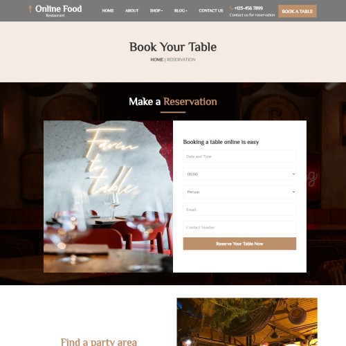Online food booking responsive form design