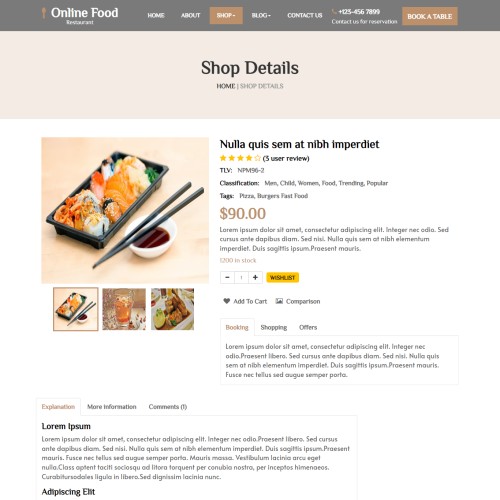 Food booking details web html