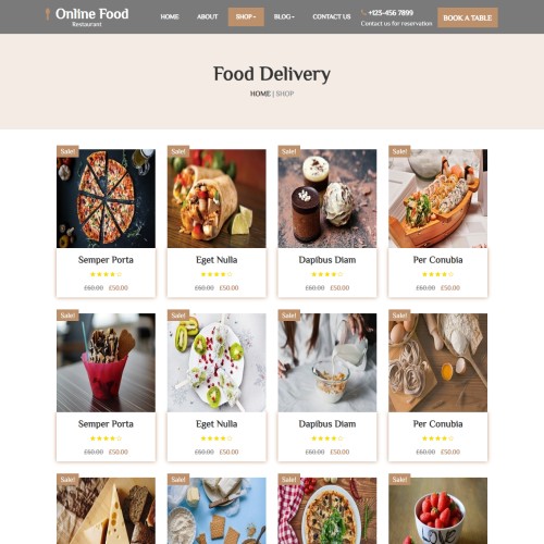 Online food booking shop responsive page