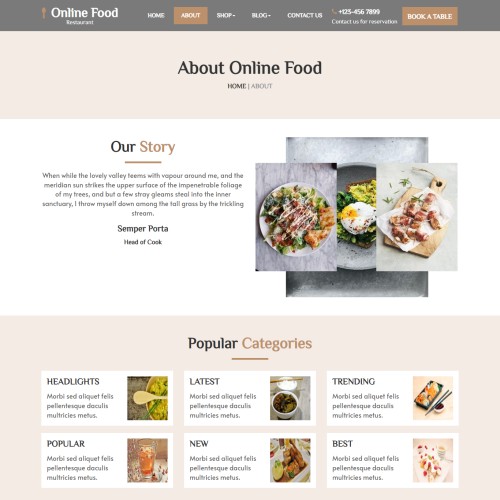 Online food website about us