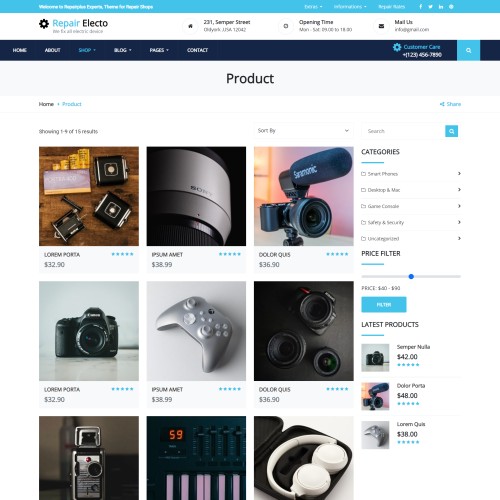 Online mobile store products list responsive html