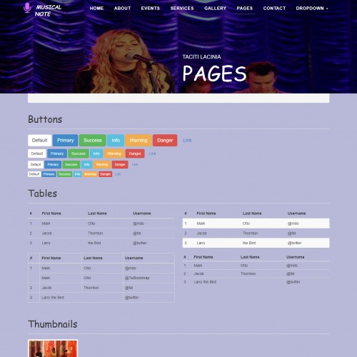 Artists HTML Menus Page