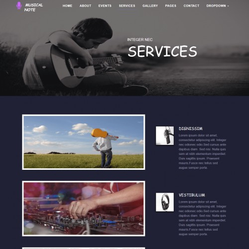 Rock Band Website theme Services Page