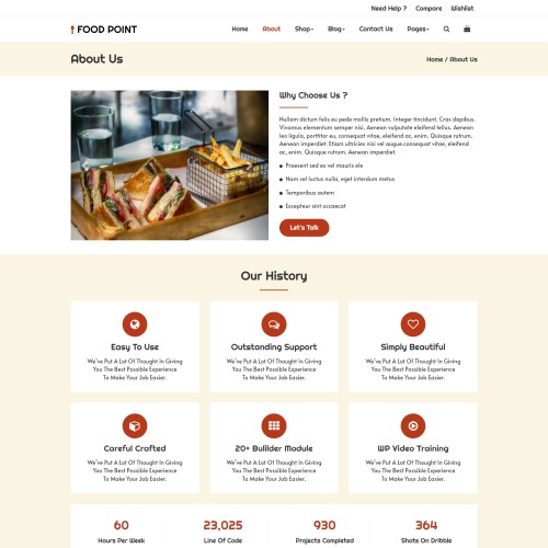 About food catering platform web page