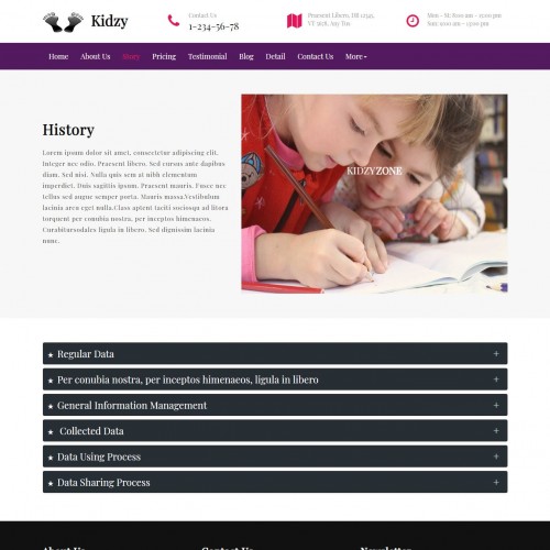Kids School Story Data Page