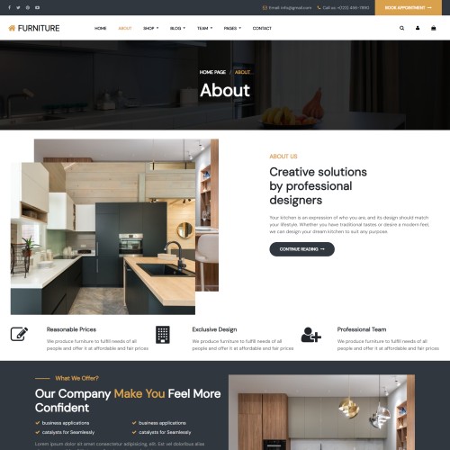 About interior furniture shop responsive web page