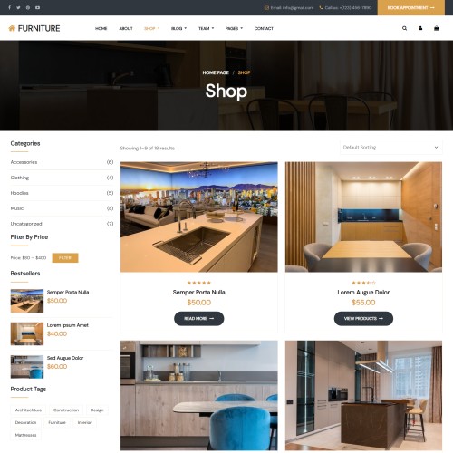 Online furniture shop page html