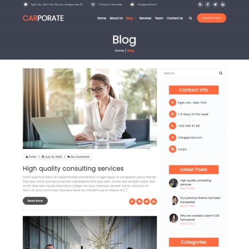 Bootstrap designed business blog
