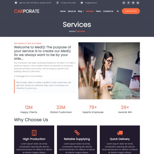 Responsive company services page web design