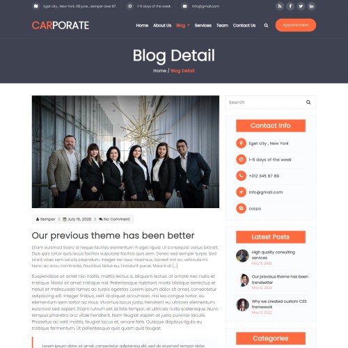 Corporate business site blog detail