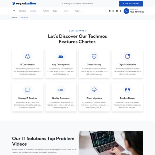 Organization services page design bootstrap